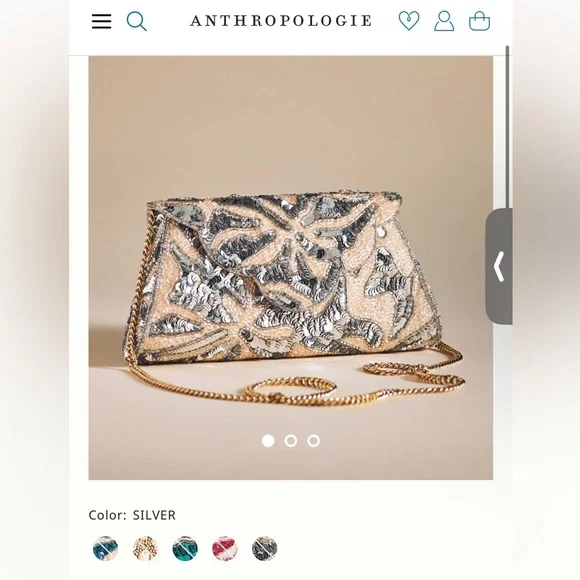 Anthropology Scalloped Sequin Crossbody Clutch - Picture 1 of 7